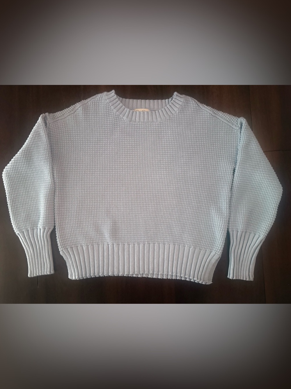 EUC Jessica Simpson Light Blue Crewneck Waffle Knit Sweater - women’s small